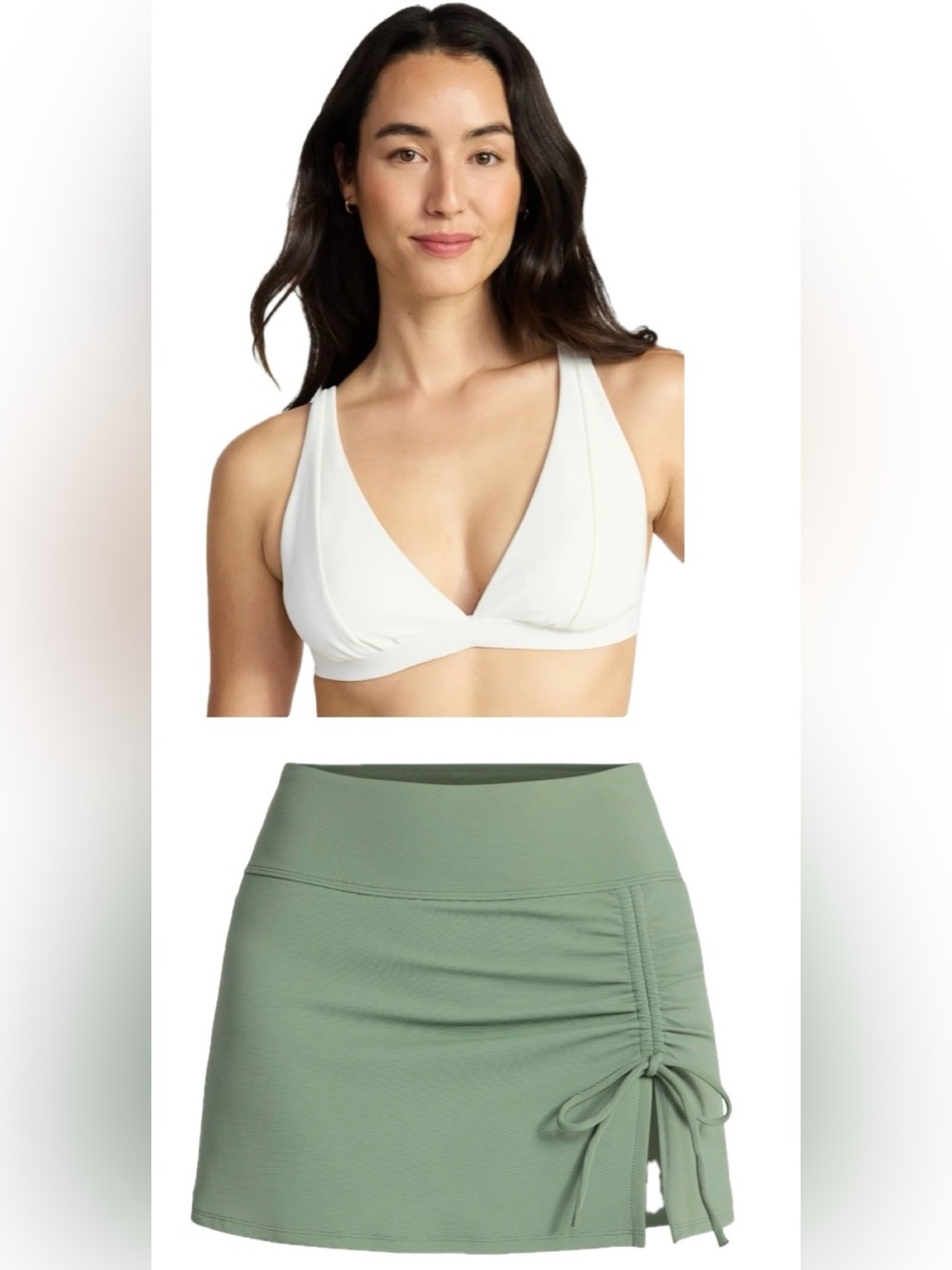 NWT Time and Tru White top & Olive Skirt 2 PC set